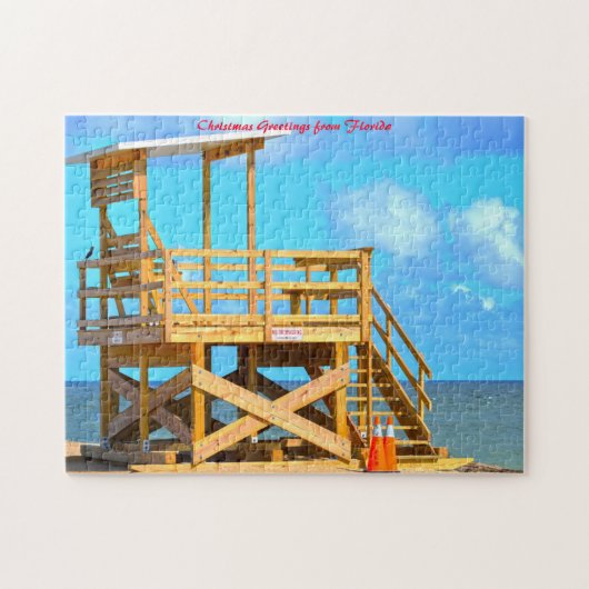 Life Guard Stand Florida, kerstgroeten Legpuzzel (Horizontaal)