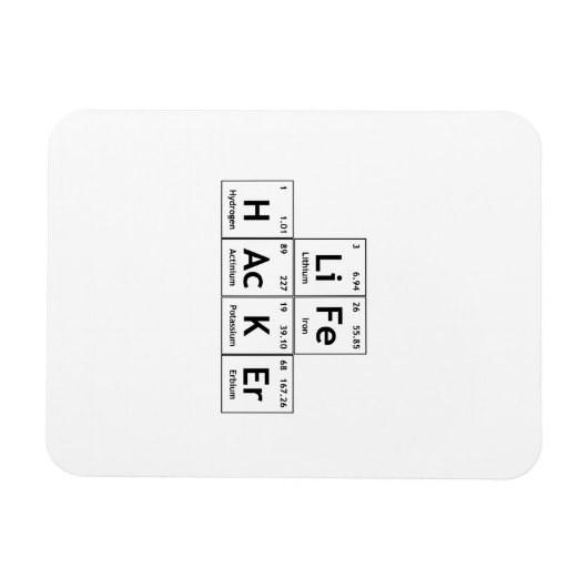 LiFe HAcKEr Chemistry Elements Periodic Table Word Magneet (Horizontaal)