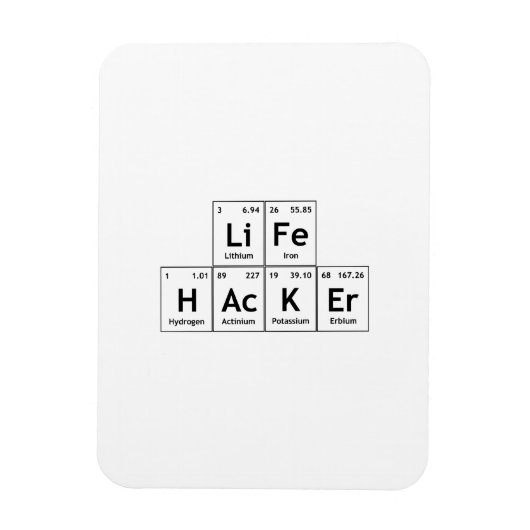 LiFe HAcKEr Chemistry Elements Periodic Table Word Magneet (Verticaal)