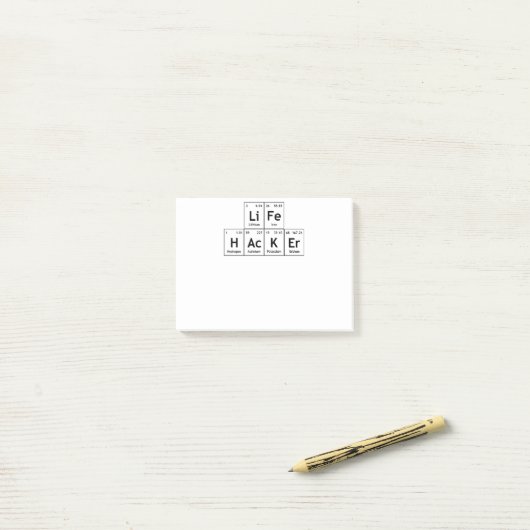 LiFe HAcKEr Chemistry Elements Periodic Table Word Post-it® Notes (Op bureau)