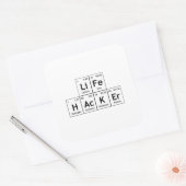 LiFe HAcKEr Chemistry Elements Periodic Table Word Vierkante Sticker (Envelop)
