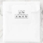 LiFe HAcKEr Chemistry Elements Periodic Table Word Vierkante Sticker (Tas)