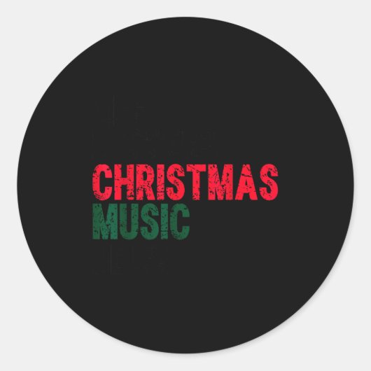 Life Happens Christmas Music Helps Funny Holiday Q Ronde Sticker (Voorkant)