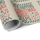 Life Happens Christmas Music Helps Funny Retro  Cadeaupapier (Rol Hoek)