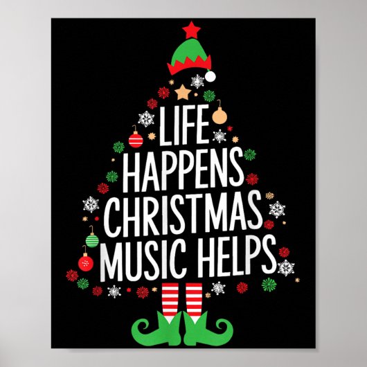 Life Happens Christmas Music Helps Matching Family Poster (Voorkant)