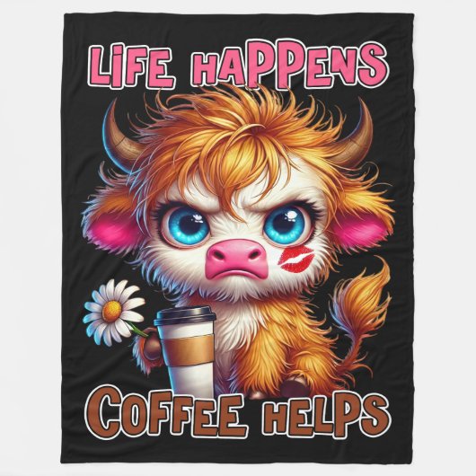 Life Happens Coffee Helps Fleece Deken (Voorkant)