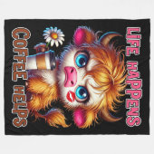 Life Happens Coffee Helps Fleece Deken (Voorkant (Horizontaal))