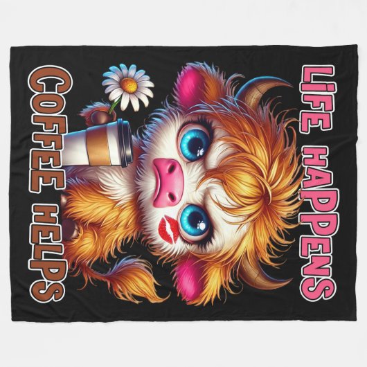 Life Happens Coffee Helps  Fleece Deken (Voorkant (Horizontaal))