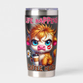 Life Happens Coffee Helps  Geïsoleerde Drinkbeker (Voorkant)