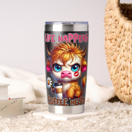 Life Happens Coffee Helps  Geïsoleerde Drinkbeker (Woonkamer (Gedraaid)  )