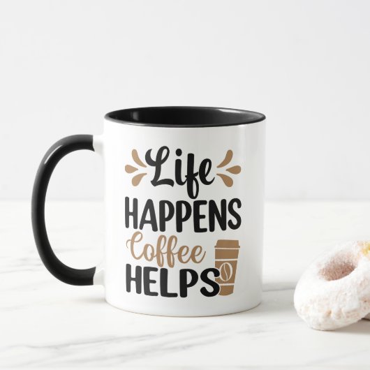 Life Happens Coffee Helps Mok (Met donut)