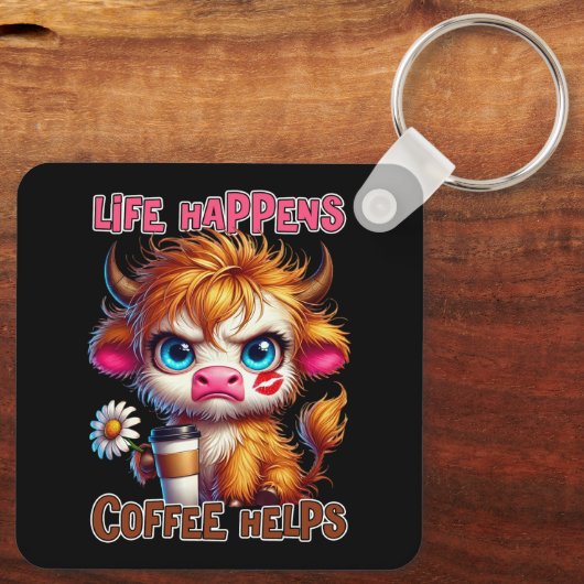 Life Happens Coffee Helps  Sleutelhanger (Achterkant)