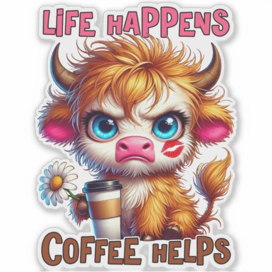 Life Happens Coffee Helps  Sticker (Voorkant)