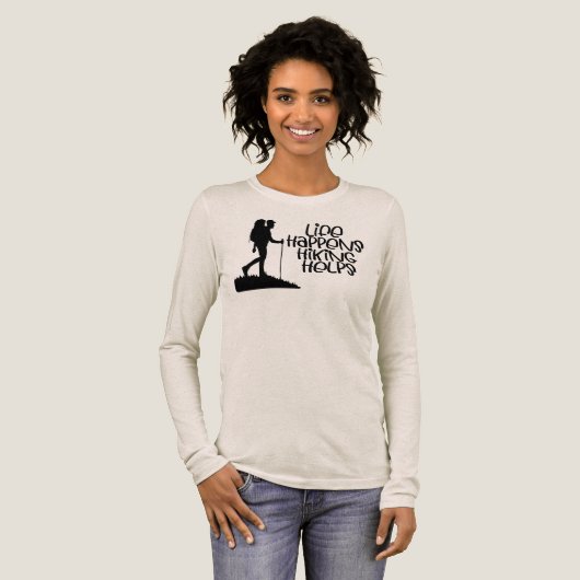 Life Happens Hiking Helps, Funny Hiking Tri-Blend Shirt (Voorkant)