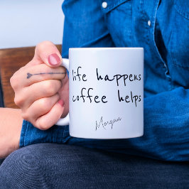 Life Happens Koffie helpt gepersonaliseerde minima Tweekleurige Koffiemok