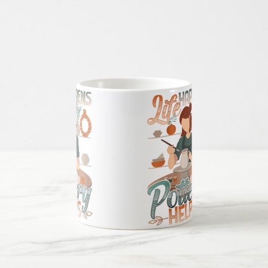 Life Happens Pottery Helps Clay Ceramics Pottery Koffiemok (Center)