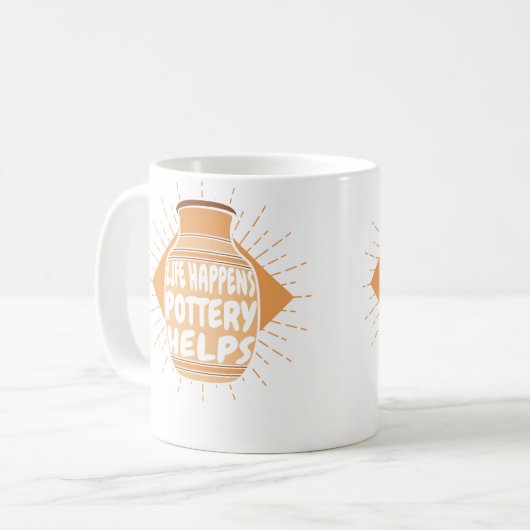 Life Happens Pottery Helps Hobby Pottery Pro Wheel Koffiemok (Voorkant links)