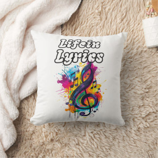 "Life in Lyrics" kleurrijke noten typografie ontwe Kussen