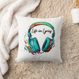 "Life in Lyrics" multi gekleurde hoofdtelefoon Kun Kussen