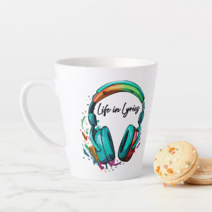 "Life in Lyrics" multi gekleurde hoofdtelefoon Kun Latte Mok