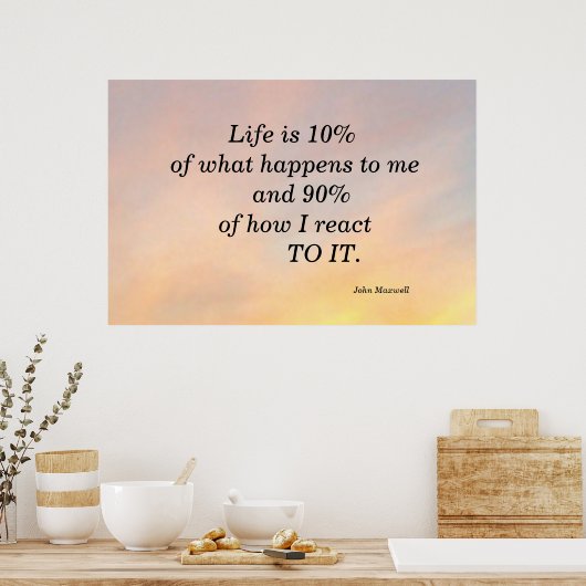LIFE IS 10% JOHN MAXWELL MOTIVATIONAOL POSTER (Keuken)