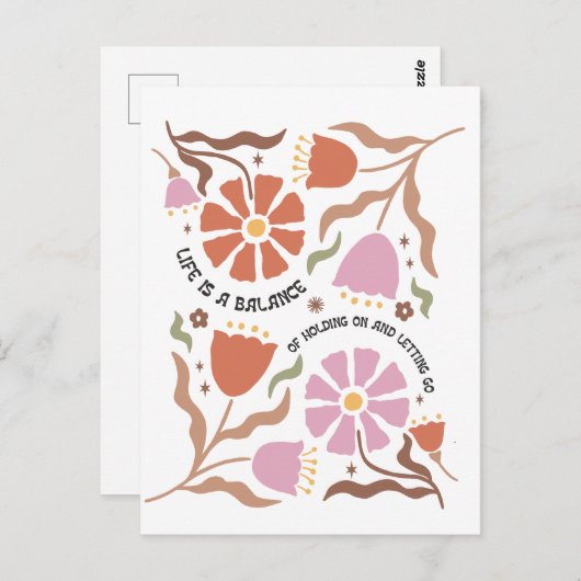 Life Is A Balance Of Holding Boho Wildflower Quote Briefkaart (Voorkant / Achterkant)