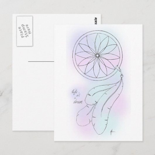 'Life is A Dream' Pastel Dreamcatcher Postcard Briefkaart (Voorkant / Achterkant)