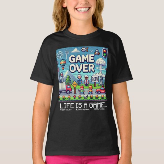 Life Is A Game Over (kinder kind voor meisjes) T-shirt (Voorkant)
