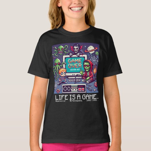 Life Is A Game Over (kinder kind voor meisjes) T-shirt (Voorkant)