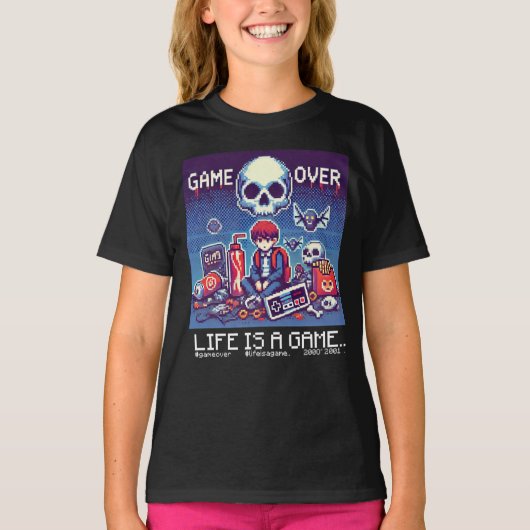 Life Is A Game Over (kinder kind voor meisjes) T-shirt (Voorkant)