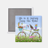 Life is a Journey Geniet van de rit Fiets & Vogels Magneet (Voorkant / Achterkant)