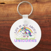 Life is all about rainbow and unicorns sleutelhanger (Voorkant)
