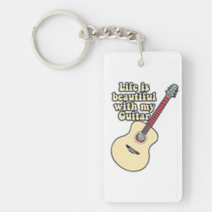 Life is beautiful with my guitar Positieve words Sleutelhanger