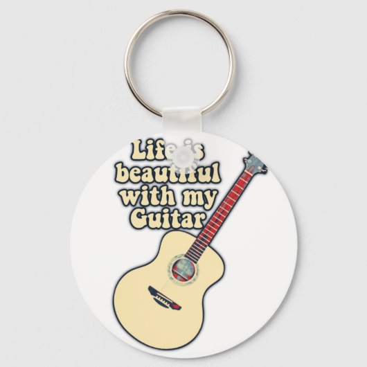 Life is beautiful with my guitar Positieve words Sleutelhanger (Voorkant)