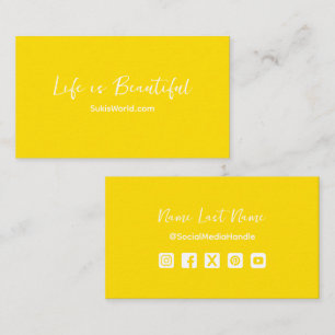 Life is Beautiful Yellow Blog Website Social Media Visitekaartje