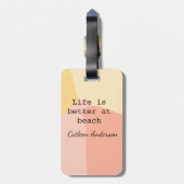 Life is better at beach yellow orange boho rustic  bagagelabel (Achterkant verticaal)