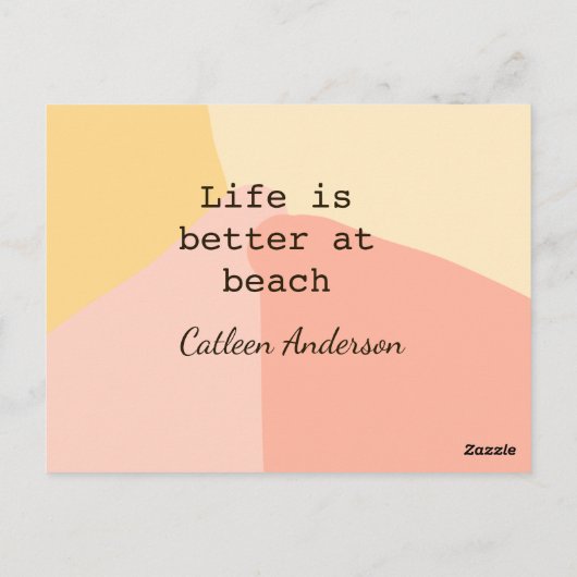 Life is better at beach yellow orange boho rustic briefkaart (Achterkant)