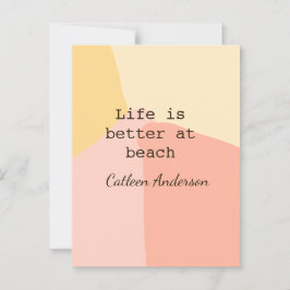 Life is better at beach yellow orange boho rustic  briefkaart