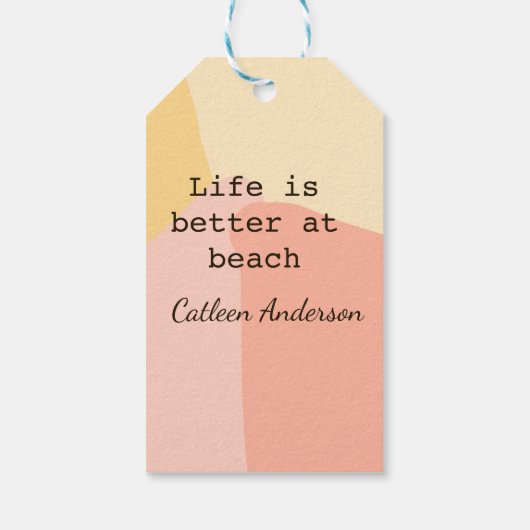 Life is better at beach yellow orange boho rustic cadeaulabel (Achterkant)