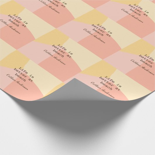 Life is better at beach yellow orange boho rustic  cadeaupapier (Hoek)