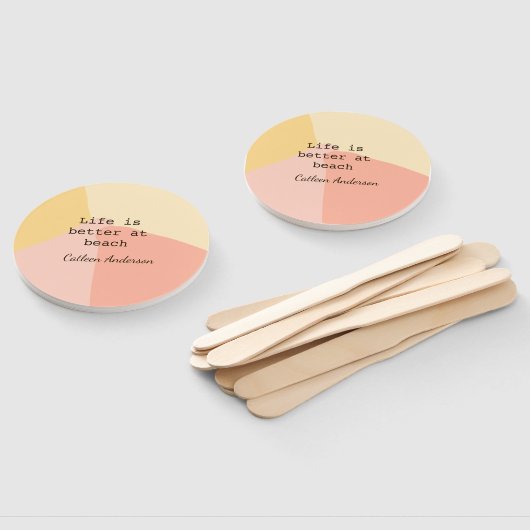 Life is better at beach yellow orange boho rustic handwaaier (Niet-gemonteerd)