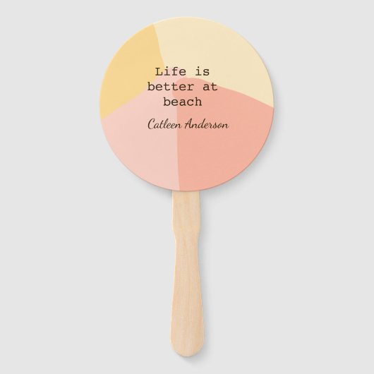 Life is better at beach yellow orange boho rustic handwaaier (Voorkant)