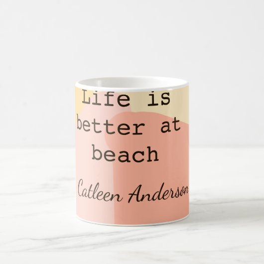 Life is better at beach yellow orange boho rustic  koffiemok (Center)