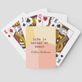Life is better at beach yellow orange boho rustic  pokerkaarten