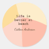 Life is better at beach yellow orange boho rustic ronde sticker (Voorkant)