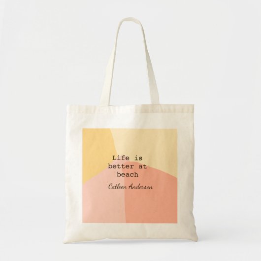 Life is better at beach yellow orange boho rustic  tote bag (Voorkant)