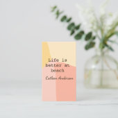 Life is better at beach yellow orange boho rustic  visitekaartje (Staand voorkant)