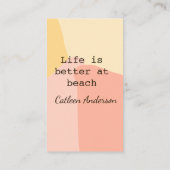 Life is better at beach yellow orange boho rustic  visitekaartje (Achterkant)