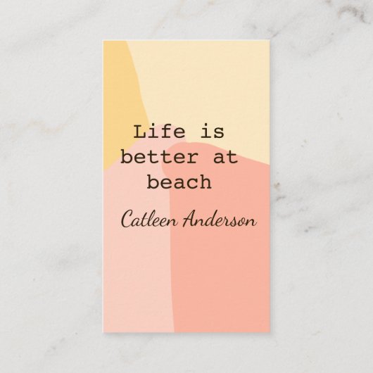 Life is better at beach yellow orange boho rustic  visitekaartje (Achterkant)