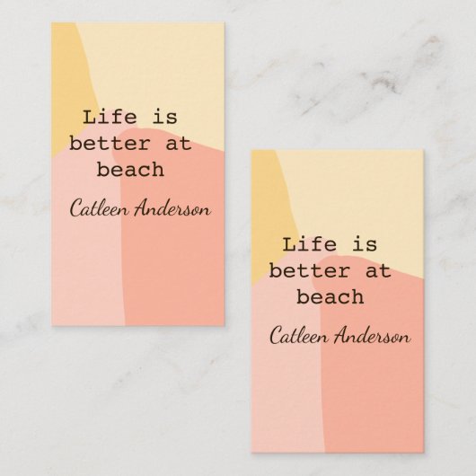 Life is better at beach yellow orange boho rustic  visitekaartje (Voorkant / Achterkant)